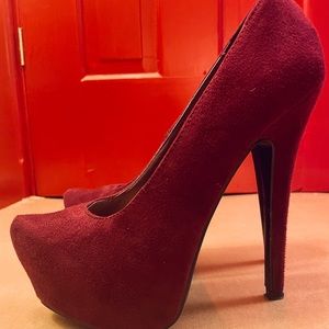 Plum/Purple Suede Brash Platform Stilettos